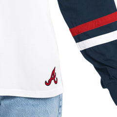 Atlanta Braves G-III 4Her by Carl Banks Women's Key Player Oversized Hooded Long Sleeve T-Shirt - White/Navy - MLB Online