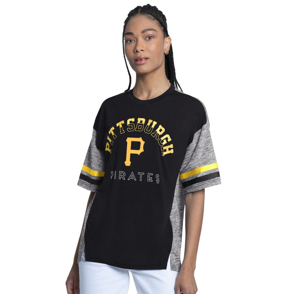 Pittsburgh Pirates G-III 4Her by Carl Banks Women's Off-Season Oversized Top - Black - MLB Online