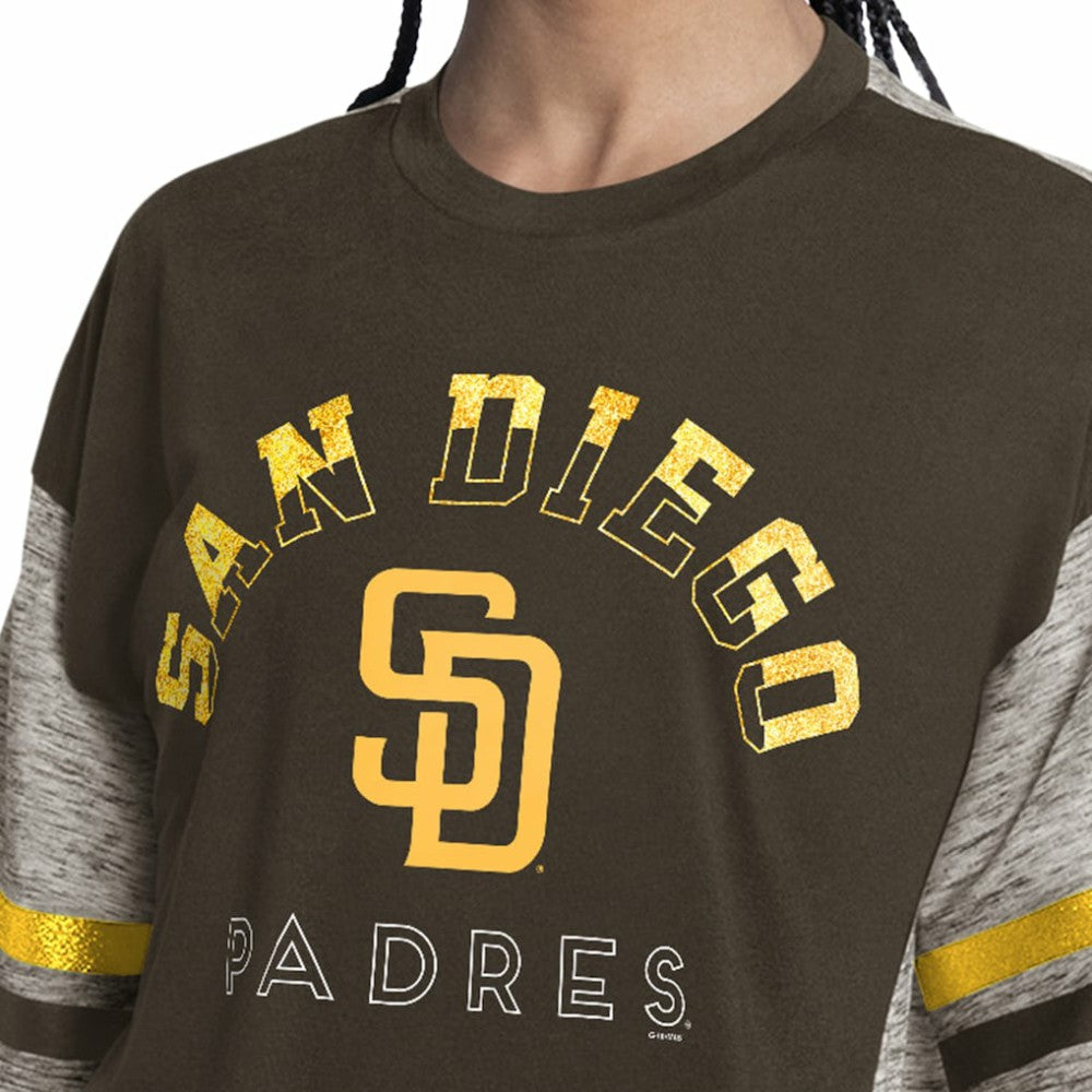San Diego Padres G-III 4Her by Carl Banks Women's Off-Season Oversized Top - Brown - MLB Online