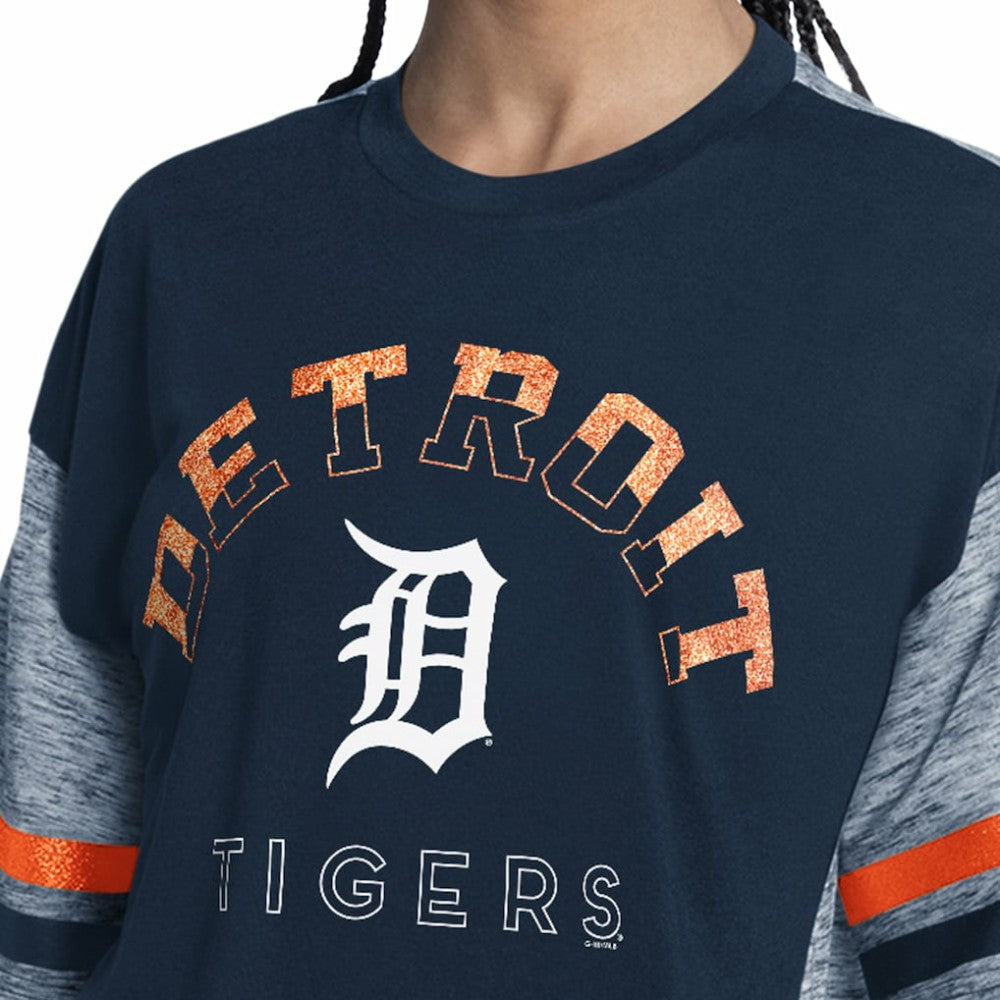 Detroit Tigers G-III 4Her by Carl Banks Women's Off-Season Oversized Top - Navy - MLB Sale