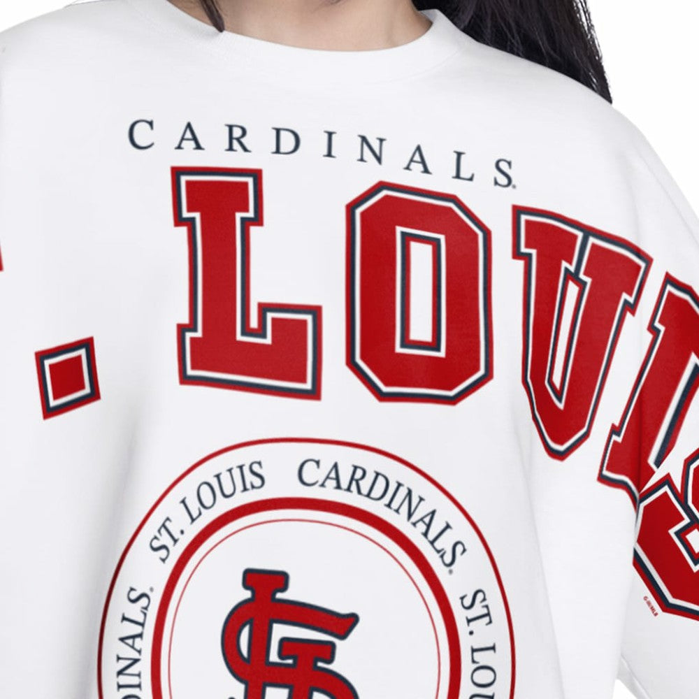 St. Louis Cardinals G-III 4Her by Carl Banks Women's Bleachers Cropped Pullover Sweatshirt - White - MLB Discount