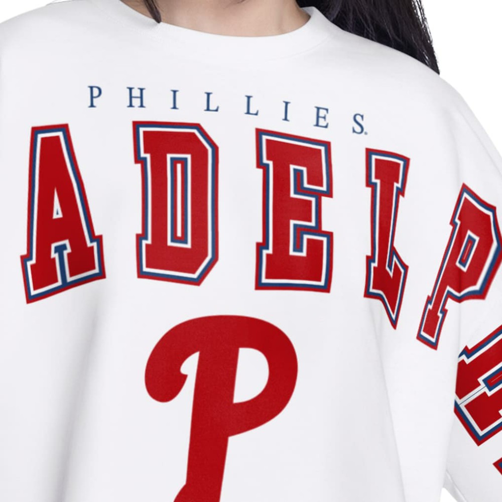 Philadelphia Phillies G-III 4Her by Carl Banks Women's Bleachers Cropped Pullover Sweatshirt - White - MLB on Sale