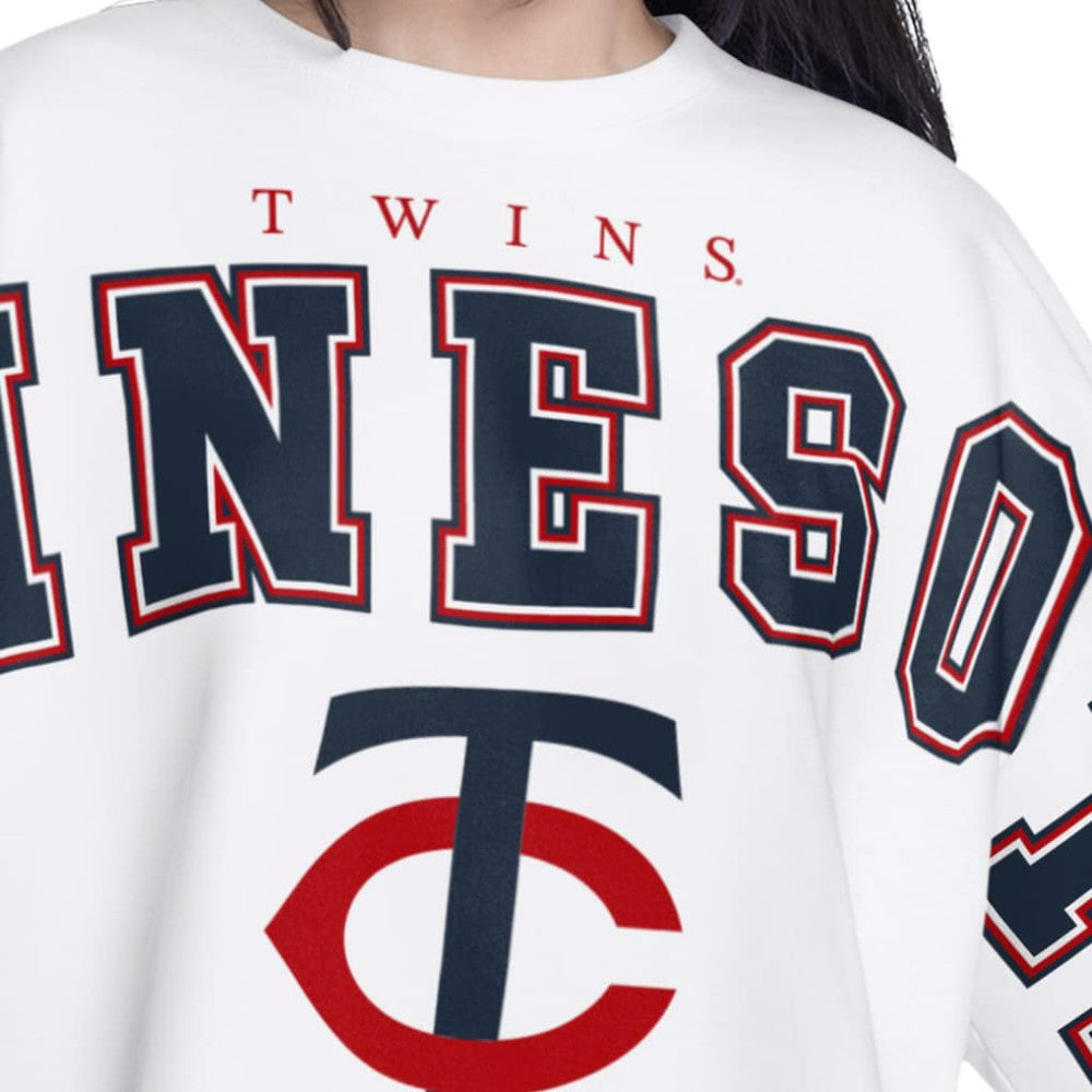 Minnesota Twins G-III 4Her by Carl Banks Women's Bleachers Cropped Pullover Sweatshirt - White - MLB Sale