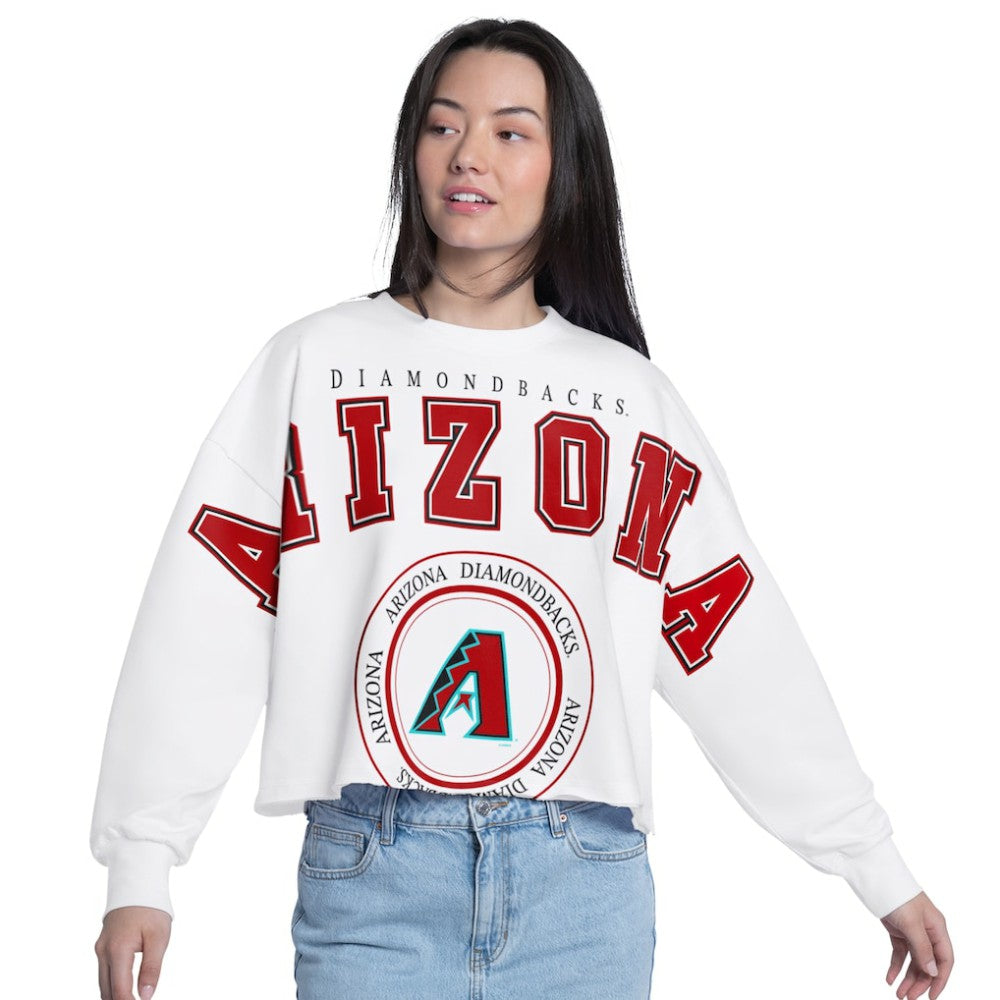 Arizona Diamondbacks G-III 4Her by Carl Banks Women's Bleachers Cropped Pullover Sweatshirt - White - MLB Online