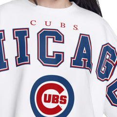 Chicago Cubs G-III 4Her by Carl Banks Women's Bleachers Cropped Pullover Sweatshirt - White - MLB on Sale