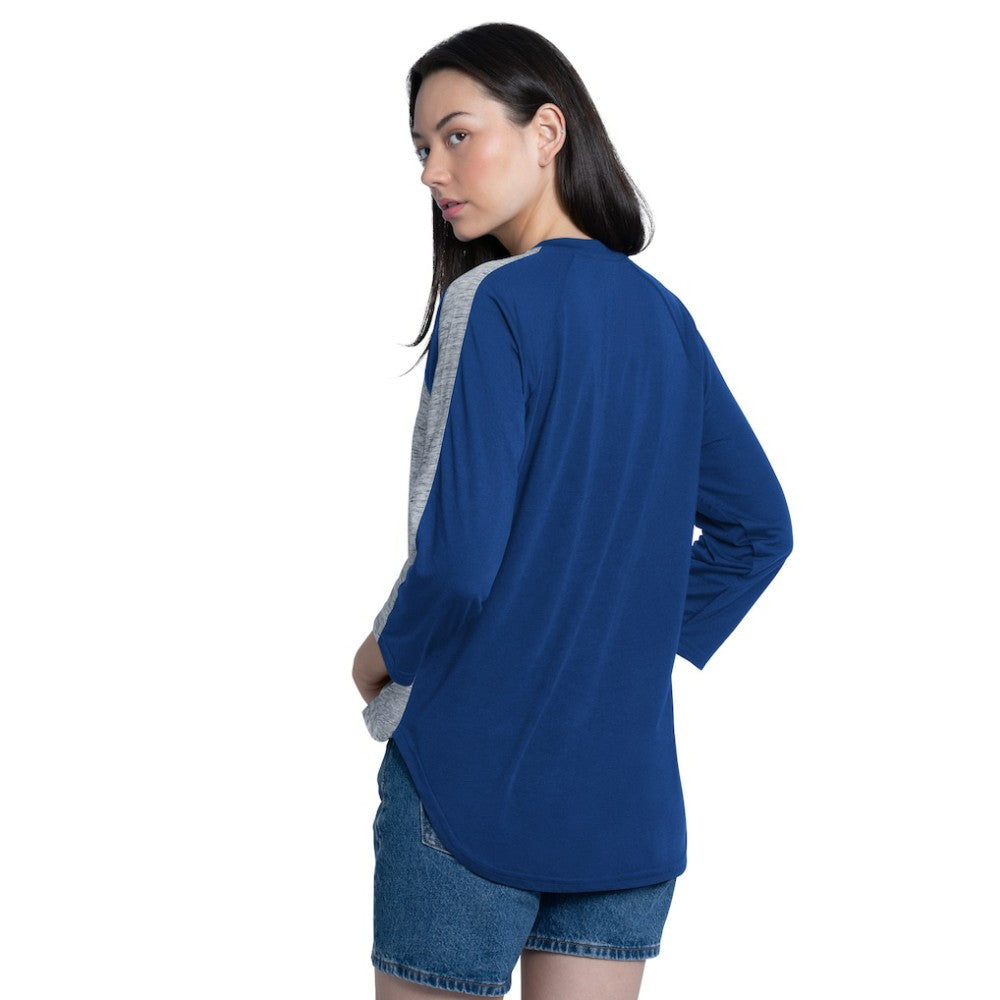 Texas Rangers G-III 4Her by Carl Banks Women's Speed Training 3/4-Sleeve Rhinestone V-Neck T-Shirt - Royal/Heather Royal - MLB on Sale