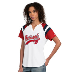 Washington Nationals Starter Women's Game On Notch Neck T-Shirt - White - MLB Online
