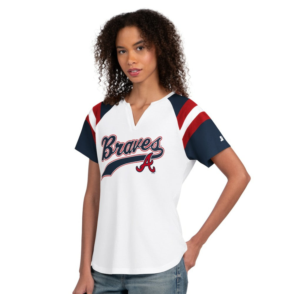 Atlanta Braves Starter Women's Game On Notch Neck T-Shirt - White - MLB on Sale