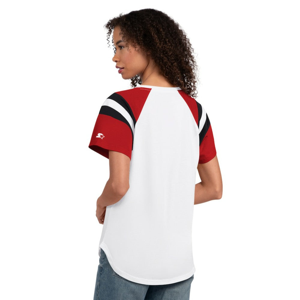 Arizona Diamondbacks Starter Women's Game On Notch Neck T-Shirt - White - MLB Lifestyle