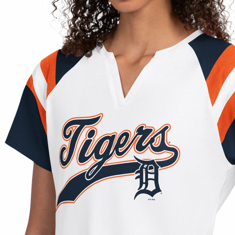 Detroit Tigers Starter Women's Game On Notch Neck T-Shirt - White - MLB Discount