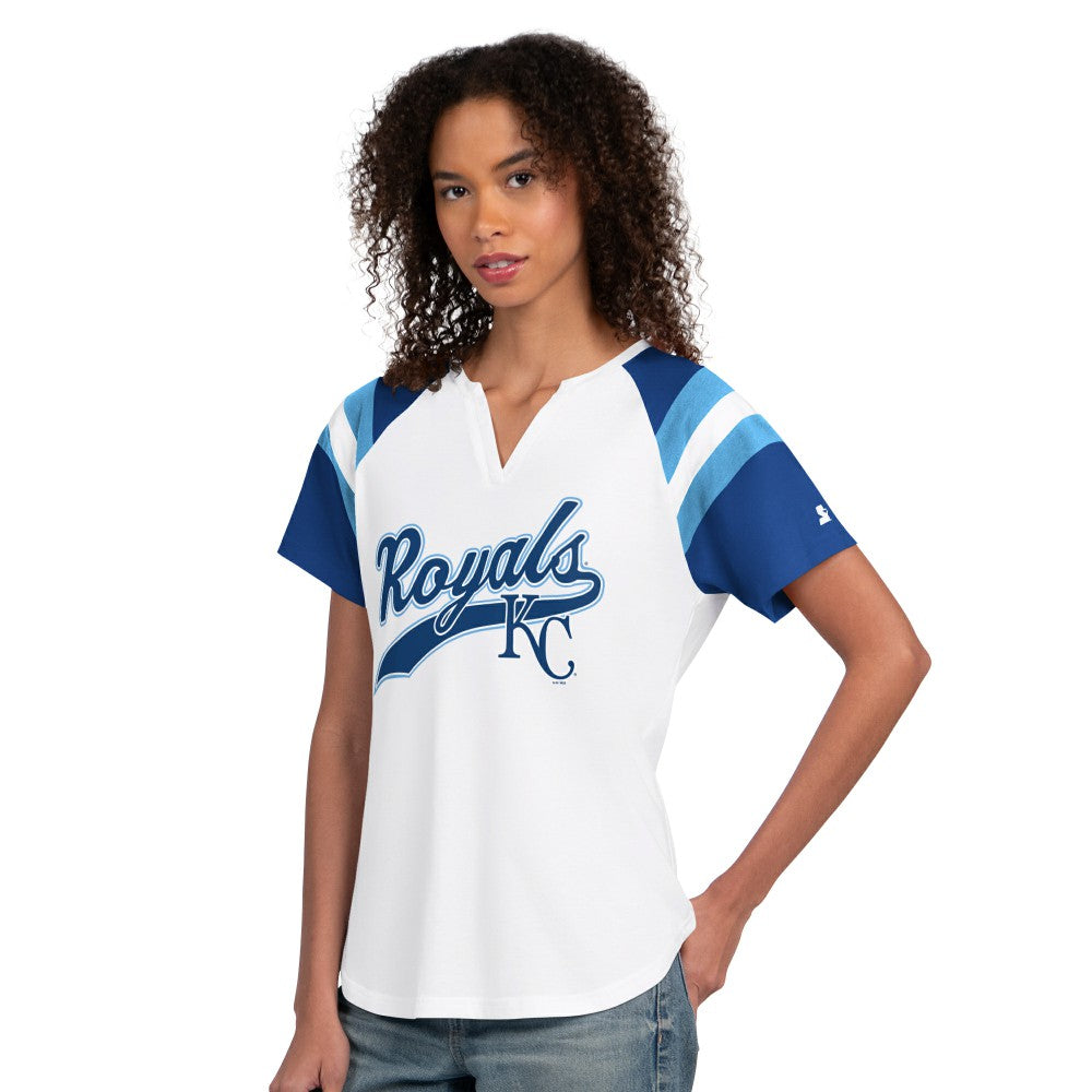 Kansas City Royals Starter Women's Game On Notch Neck T-Shirt - White - MLB Lifestyle