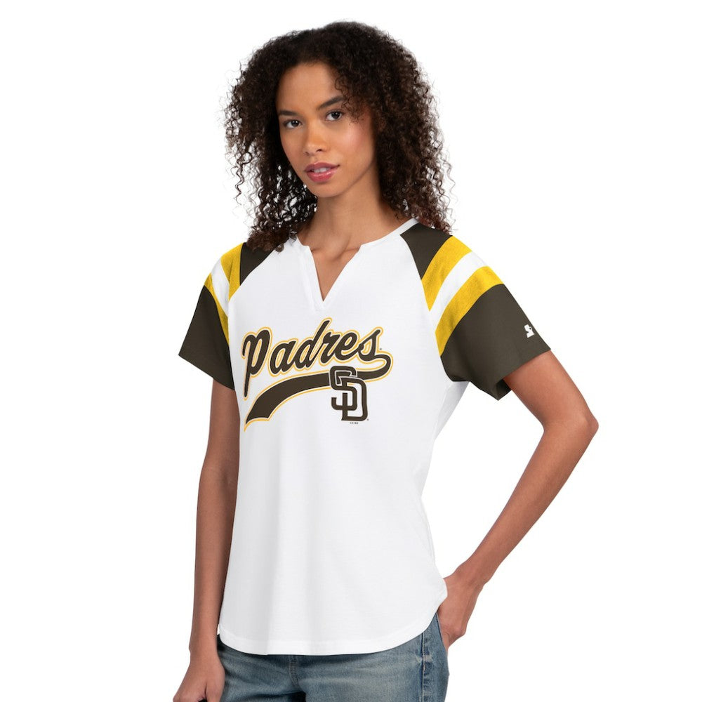 San Diego Padres Starter Women's Game On Notch Neck T-Shirt - White - MLB Lifestyle