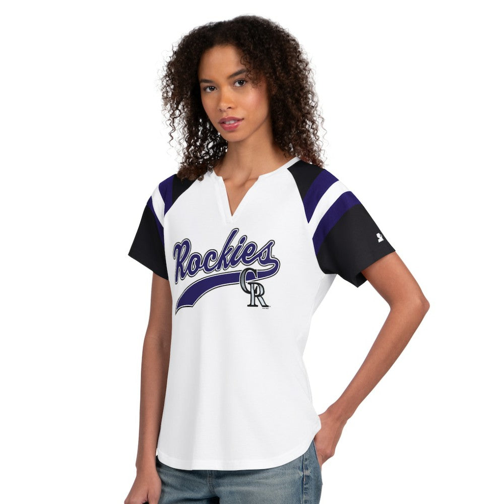 Colorado Rockies Starter Women's Game On Notch Neck T-Shirt - White - MLB on Sale