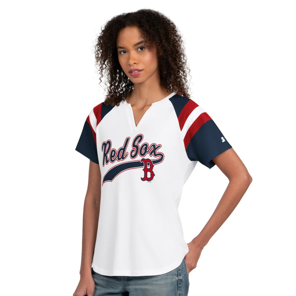 Boston Red Sox Starter Women's Game On Notch Neck T-Shirt - White - MLB Sale