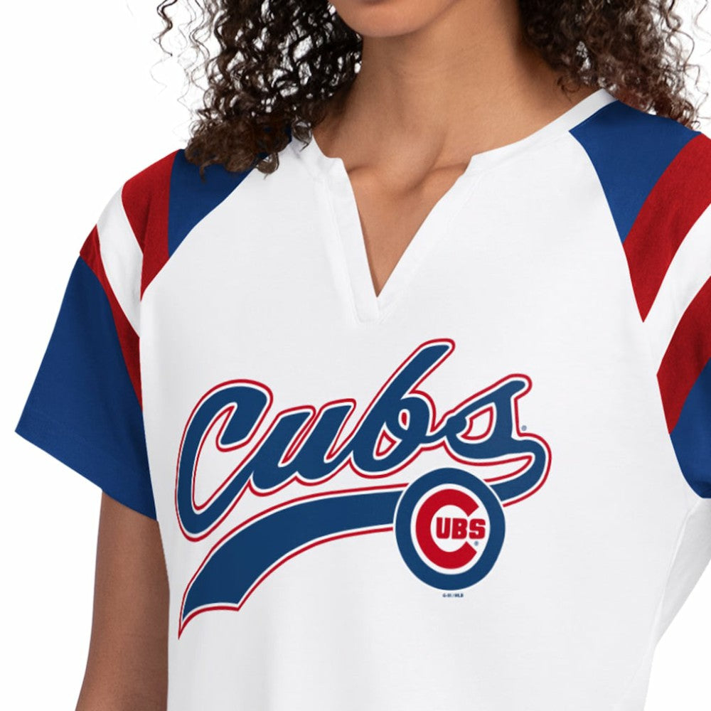 Chicago Cubs Starter Women's Game On Notch Neck T-Shirt - White - MLB Lifestyle