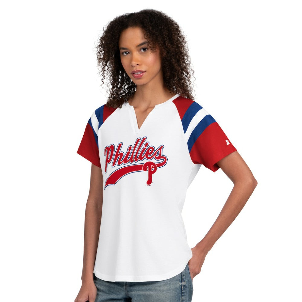Philadelphia Phillies Starter Women's Game On Notch Neck T-Shirt - White - MLB Sale