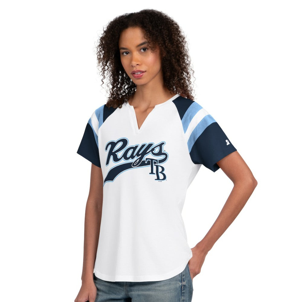 Tampa Bay Rays Starter Women's Game On Notch Neck T-Shirt - White - MLB Discount