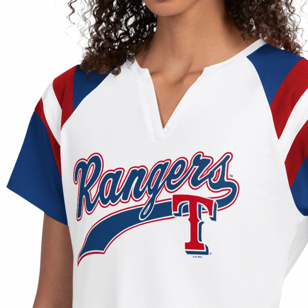 Texas Rangers Starter Women's Game On Notch Neck T-Shirt - White - MLB Lifestyle