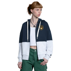 Milwaukee Brewers Starter Women's Wishbone Full-Zip Hoodie - Navy/Heather Gray - MLB on Sale