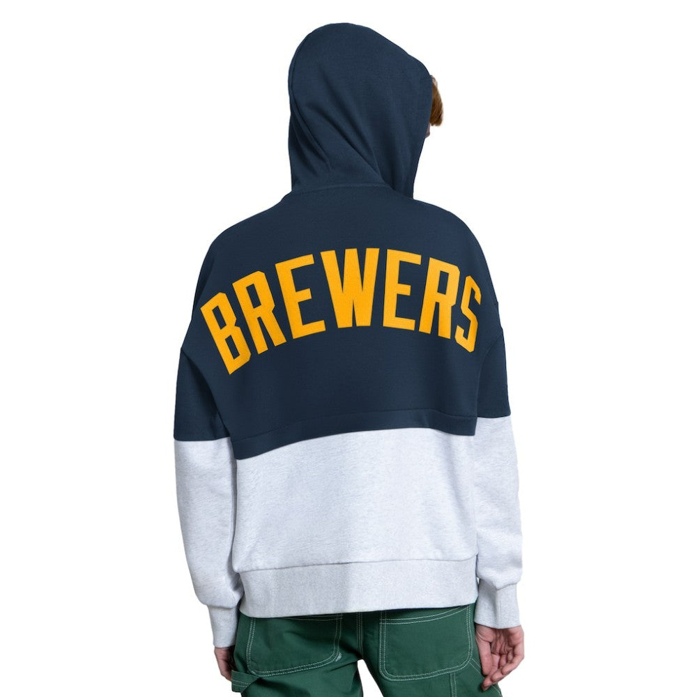 Milwaukee Brewers Starter Women's Wishbone Full-Zip Hoodie - Navy/Heather Gray - MLB on Sale