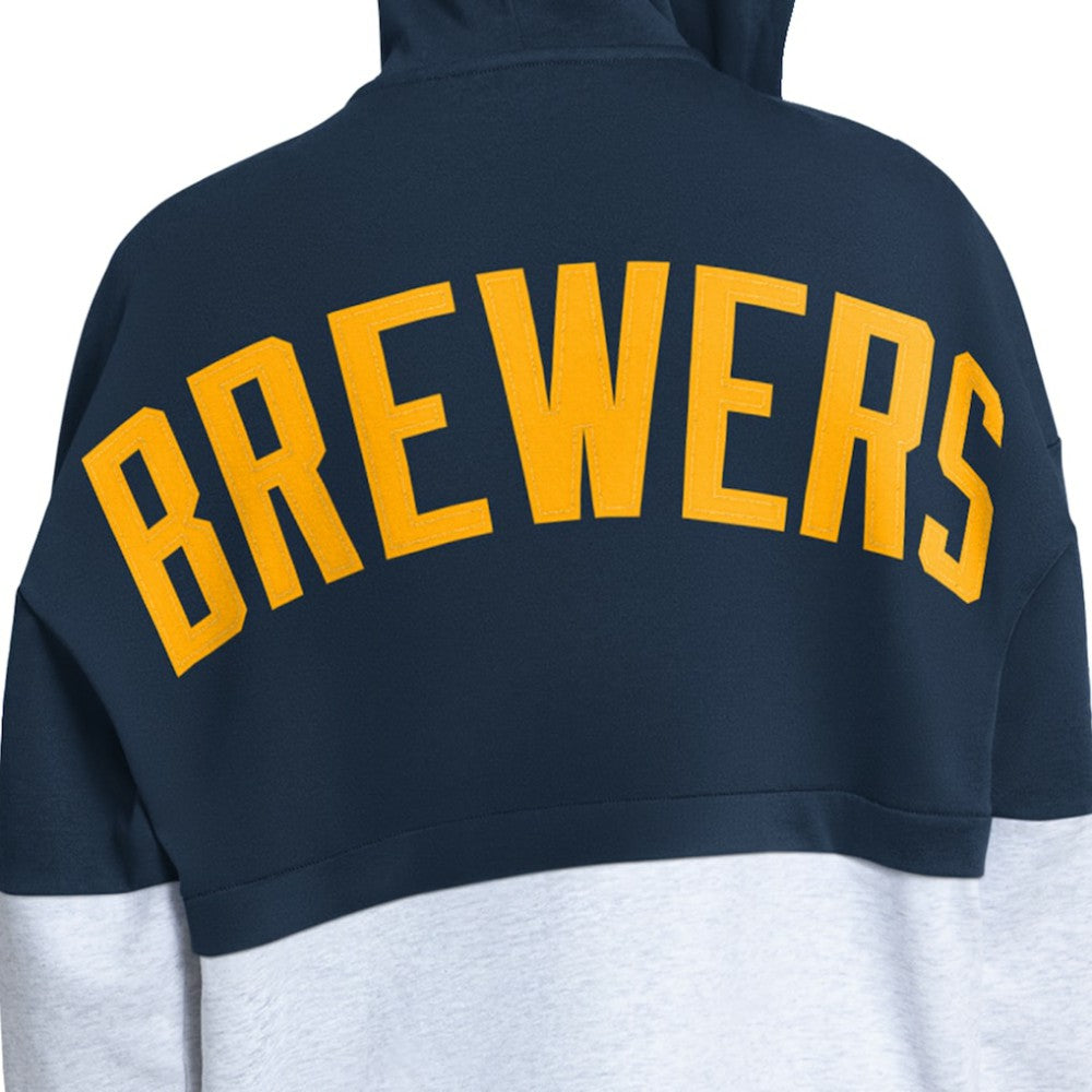 Milwaukee Brewers Starter Women's Wishbone Full-Zip Hoodie - Navy/Heather Gray - MLB on Sale