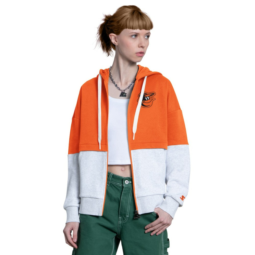 Baltimore Orioles Starter Women's Wishbone Full-Zip Hoodie - Orange/Heather Gray - MLB Lifestyle
