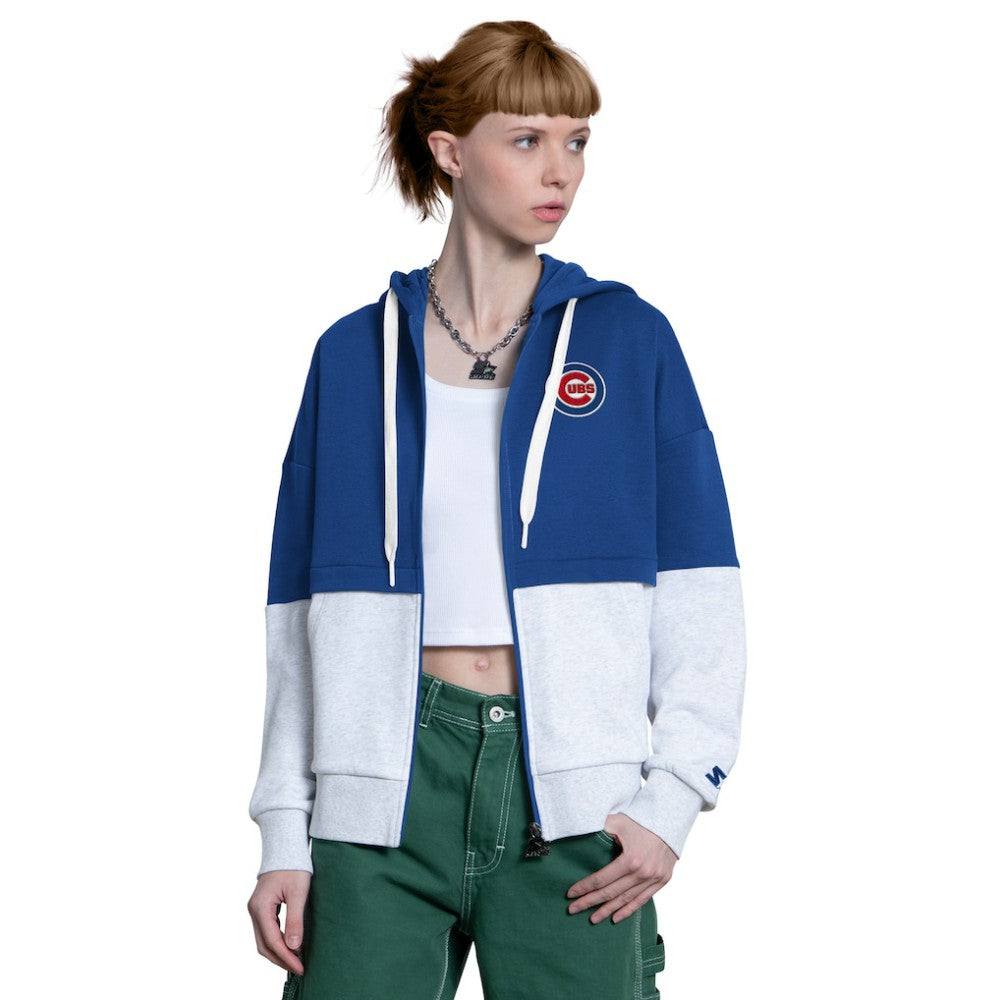 Chicago Cubs Starter Women's Wishbone Full-Zip Hoodie - Royal/Heather Gray - MLB Online