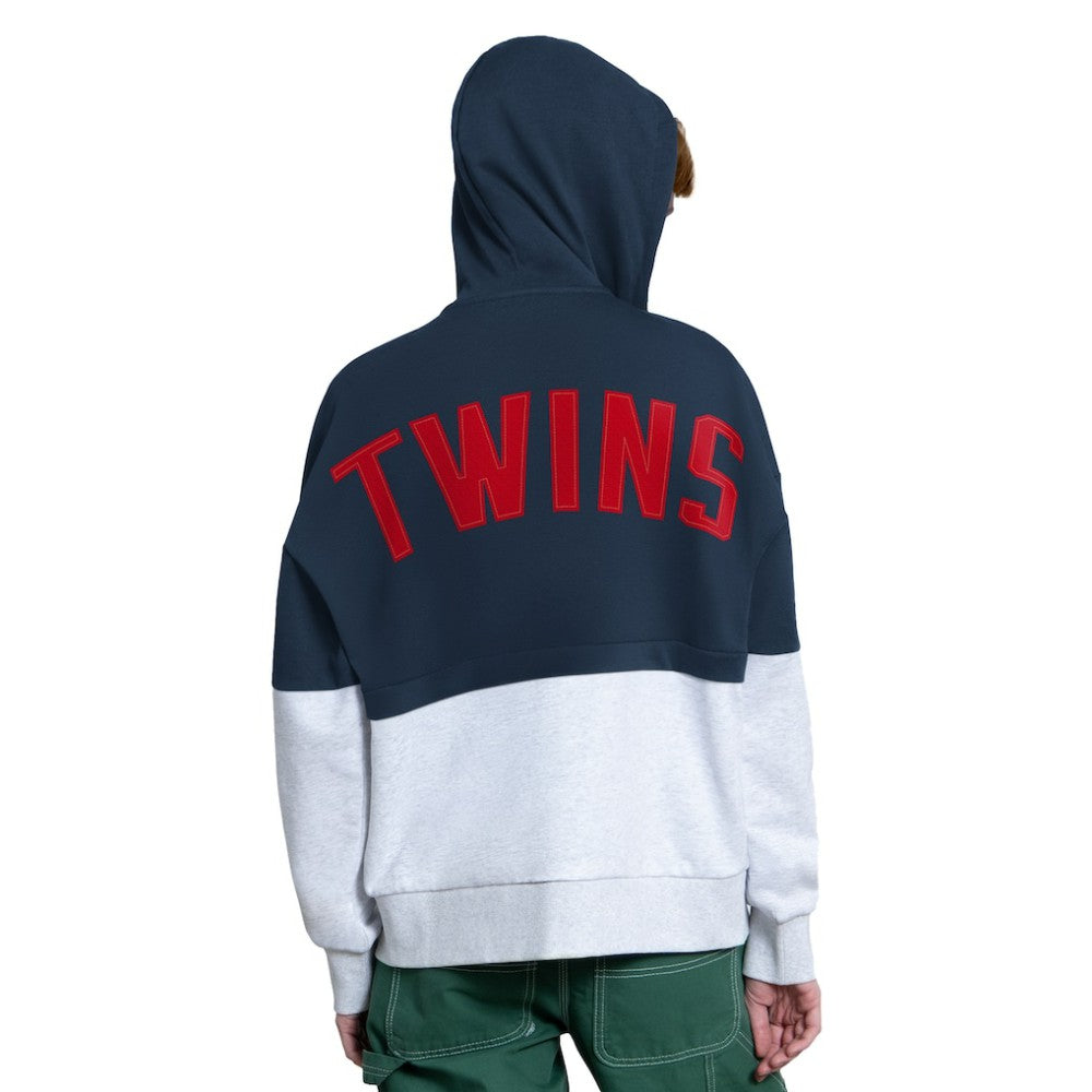 Minnesota Twins Starter Women's Wishbone Full-Zip Hoodie - Navy/Heather Gray - MLB on Sale