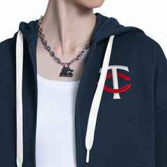Minnesota Twins Starter Women's Wishbone Full-Zip Hoodie - Navy/Heather Gray - MLB on Sale