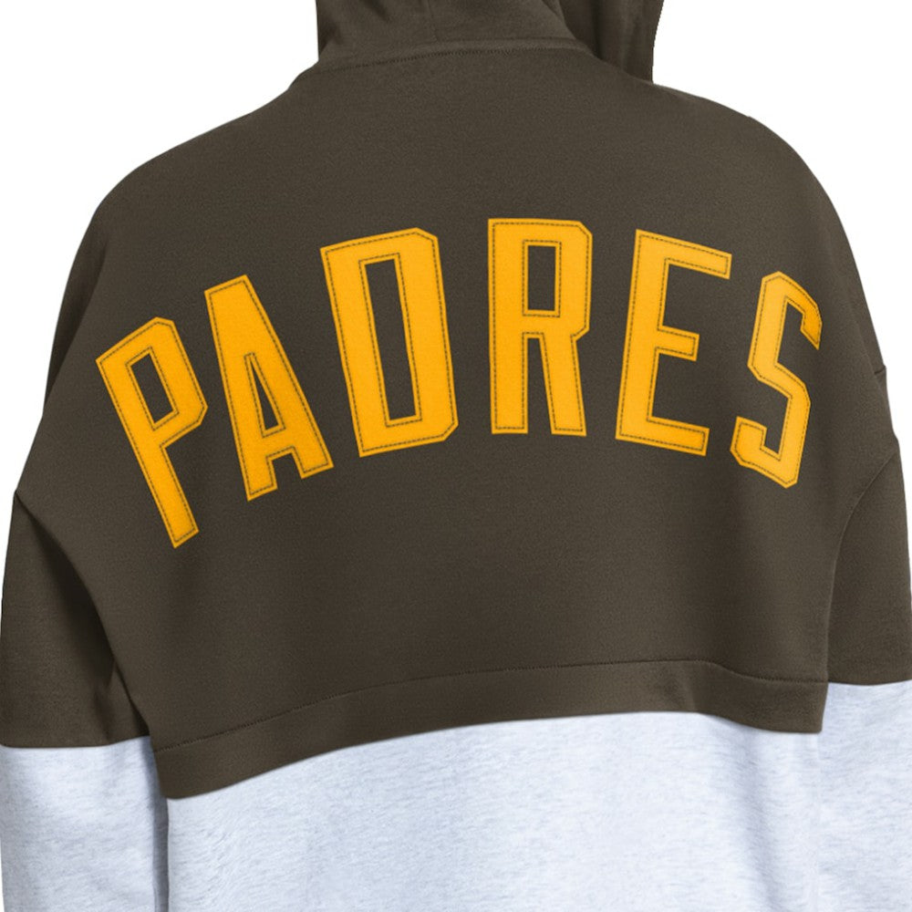 San Diego Padres Starter Women's Wishbone Full-Zip Hoodie - Brown/Heather Gray - MLB Sale