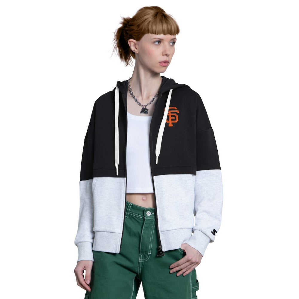 San Francisco Giants Starter Women's Wishbone Full-Zip Hoodie - Black/Heather Gray - MLB Sale