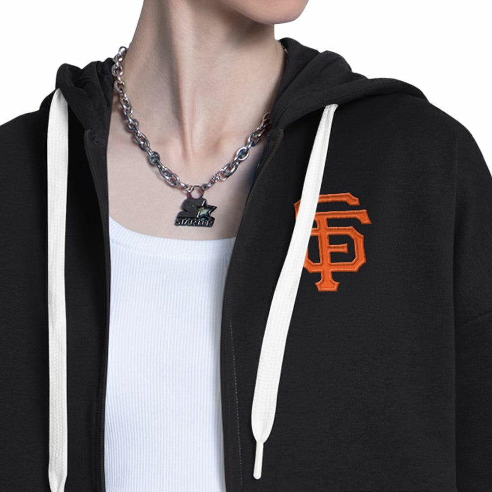 San Francisco Giants Starter Women's Wishbone Full-Zip Hoodie - Black/Heather Gray - MLB Sale