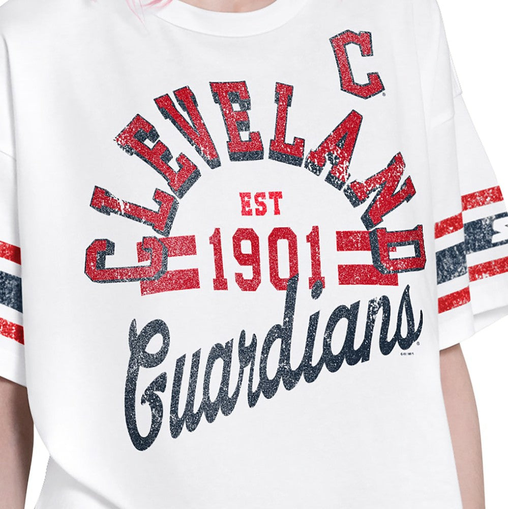Cleveland Guardians Starter Women's Cropped Hurry Up Offense T-Shirt - White - MLB Discount