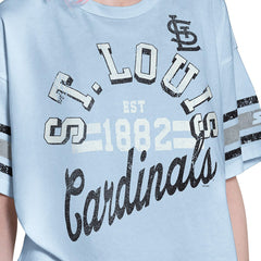 St. Louis Cardinals Starter Women's Cropped Hurry Up Offense T-Shirt - Light Blue - MLB Lifestyle