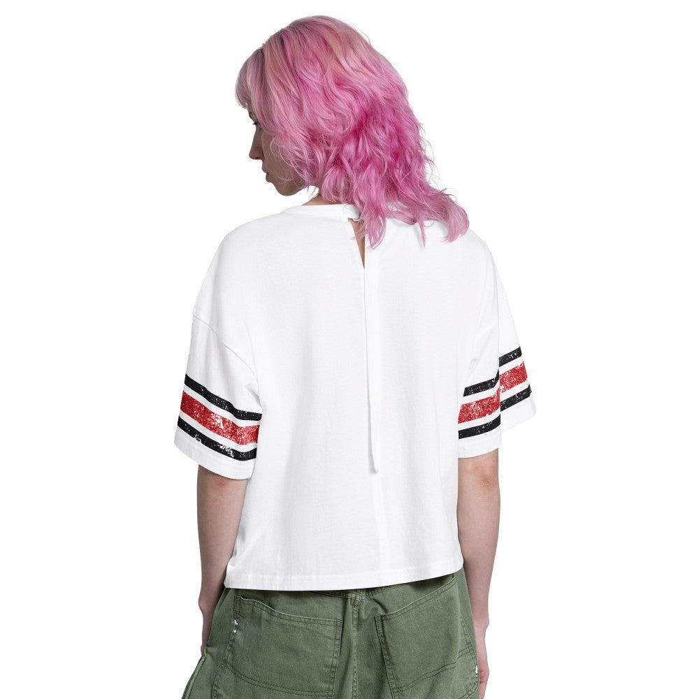 Cincinnati Reds Starter Women's Cropped Hurry Up Offense T-Shirt - White - MLB Sale