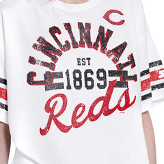 Cincinnati Reds Starter Women's Cropped Hurry Up Offense T-Shirt - White - MLB Sale