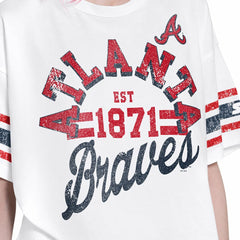 Atlanta Braves Starter Women's Cropped Hurry Up Offense T-Shirt - White - MLB Sale