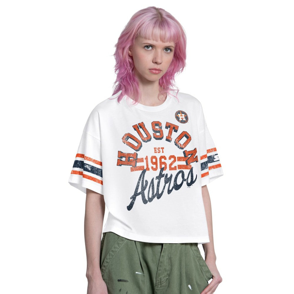 Houston Astros Starter Women's Cropped Hurry Up Offense T-Shirt - White - MLB Sale