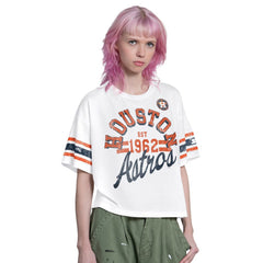 Houston Astros Starter Women's Cropped Hurry Up Offense T-Shirt - White - MLB Sale