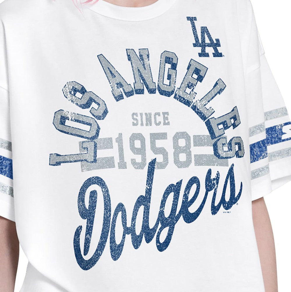 Los Angeles Dodgers Starter Women's Cropped Hurry Up Offense T-Shirt - White - MLB Online