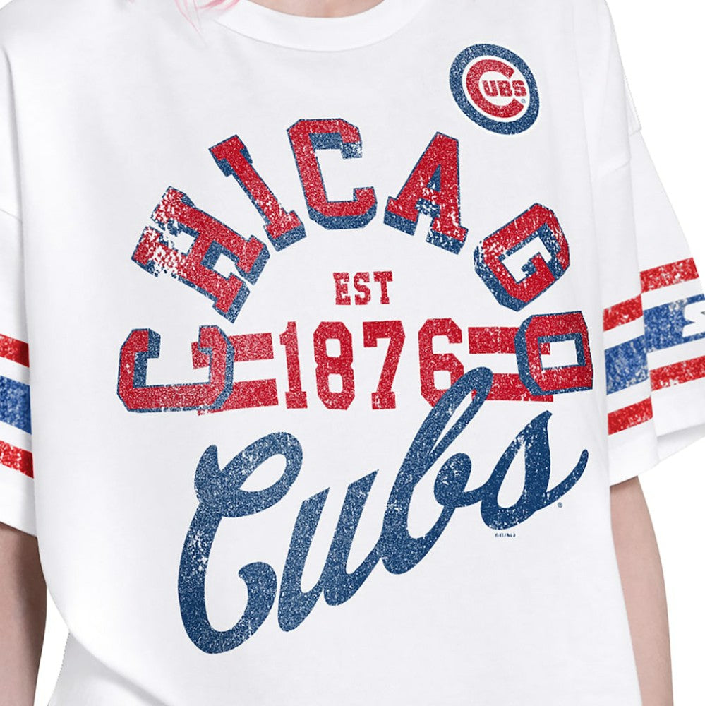 Chicago Cubs Starter Women's Cropped Hurry Up Offense T-Shirt - White - MLB Lifestyle