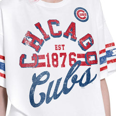Chicago Cubs Starter Women's Cropped Hurry Up Offense T-Shirt - White - MLB Lifestyle