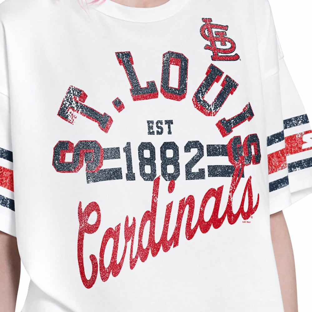 St. Louis Cardinals Starter Women's Cropped Hurry Up Offense T-Shirt - White - MLB Lifestyle