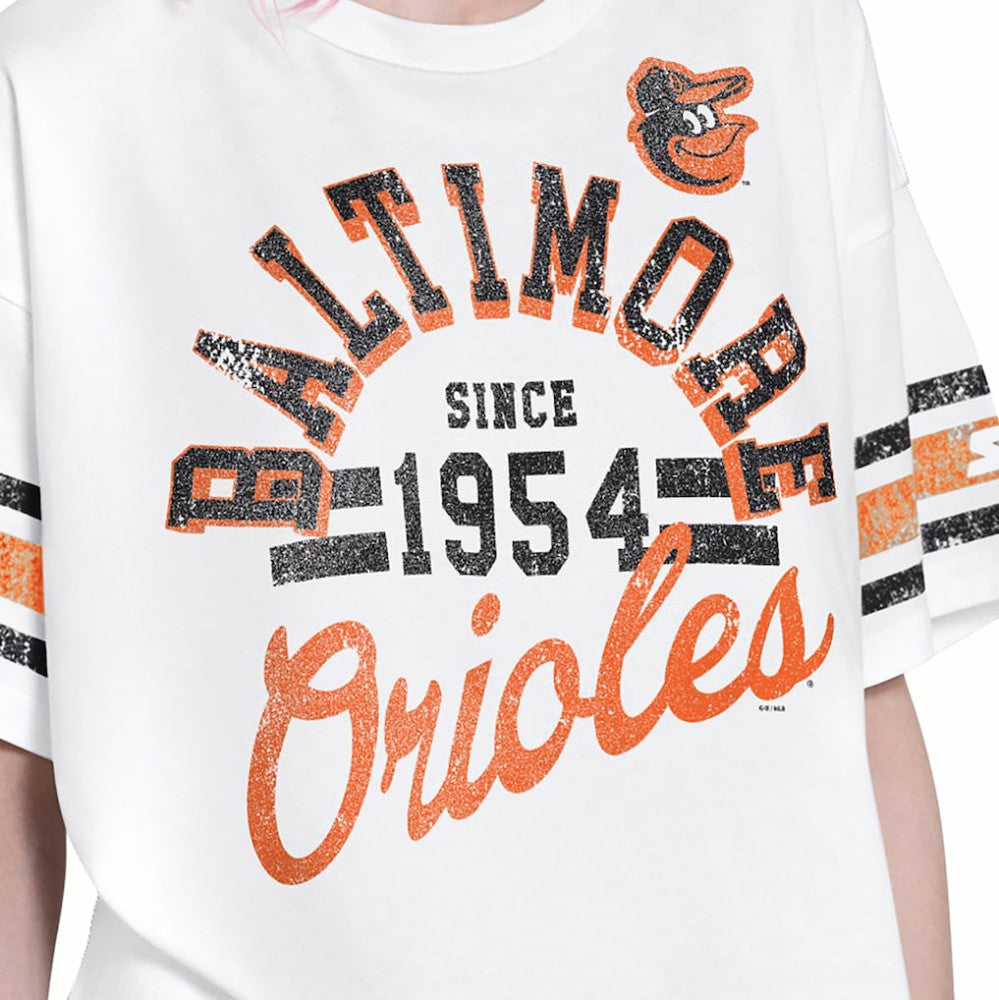 Baltimore Orioles Starter Women's Cropped Hurry Up Offense T-Shirt - White - MLB Online