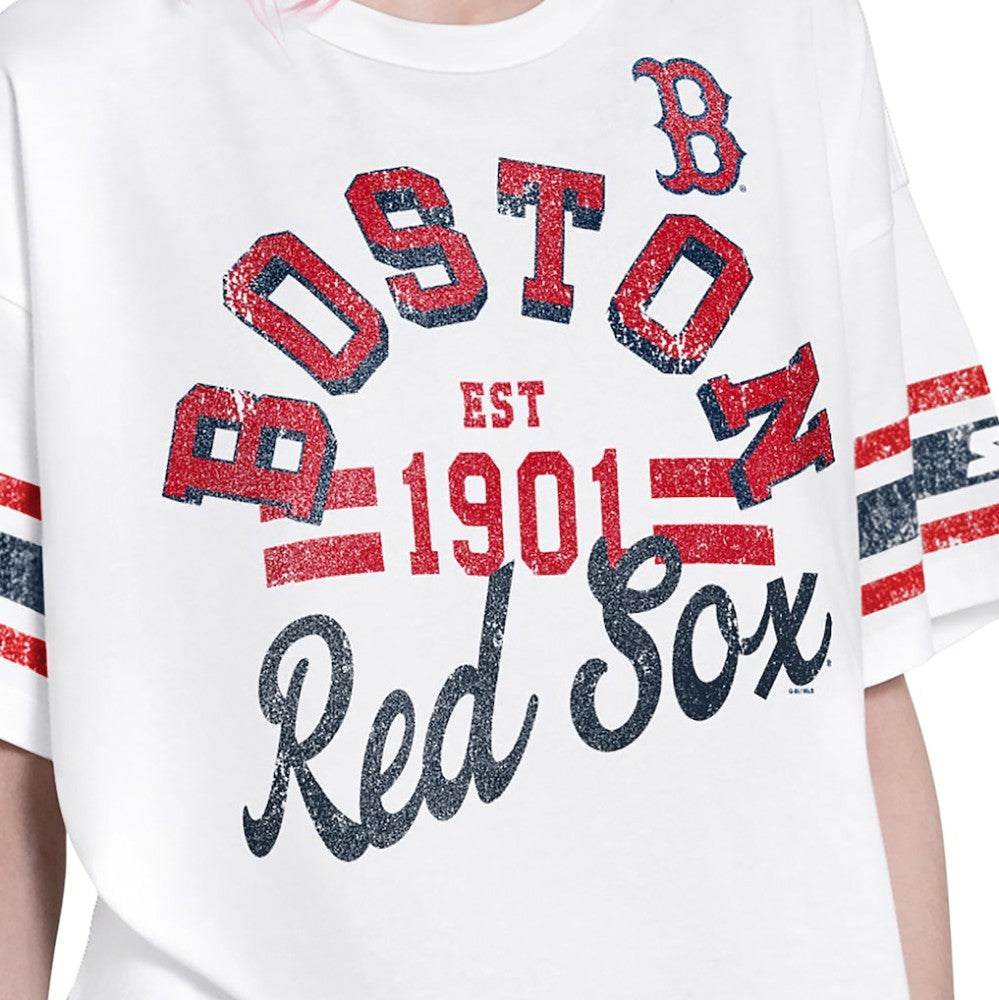 Boston Red Sox Starter Women's Cropped Hurry Up Offense T-Shirt - White - MLB Lifestyle