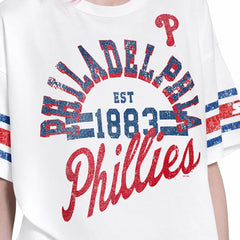 Philadelphia Phillies Starter Women's Cropped Hurry Up Offense T-Shirt - White - MLB Discount