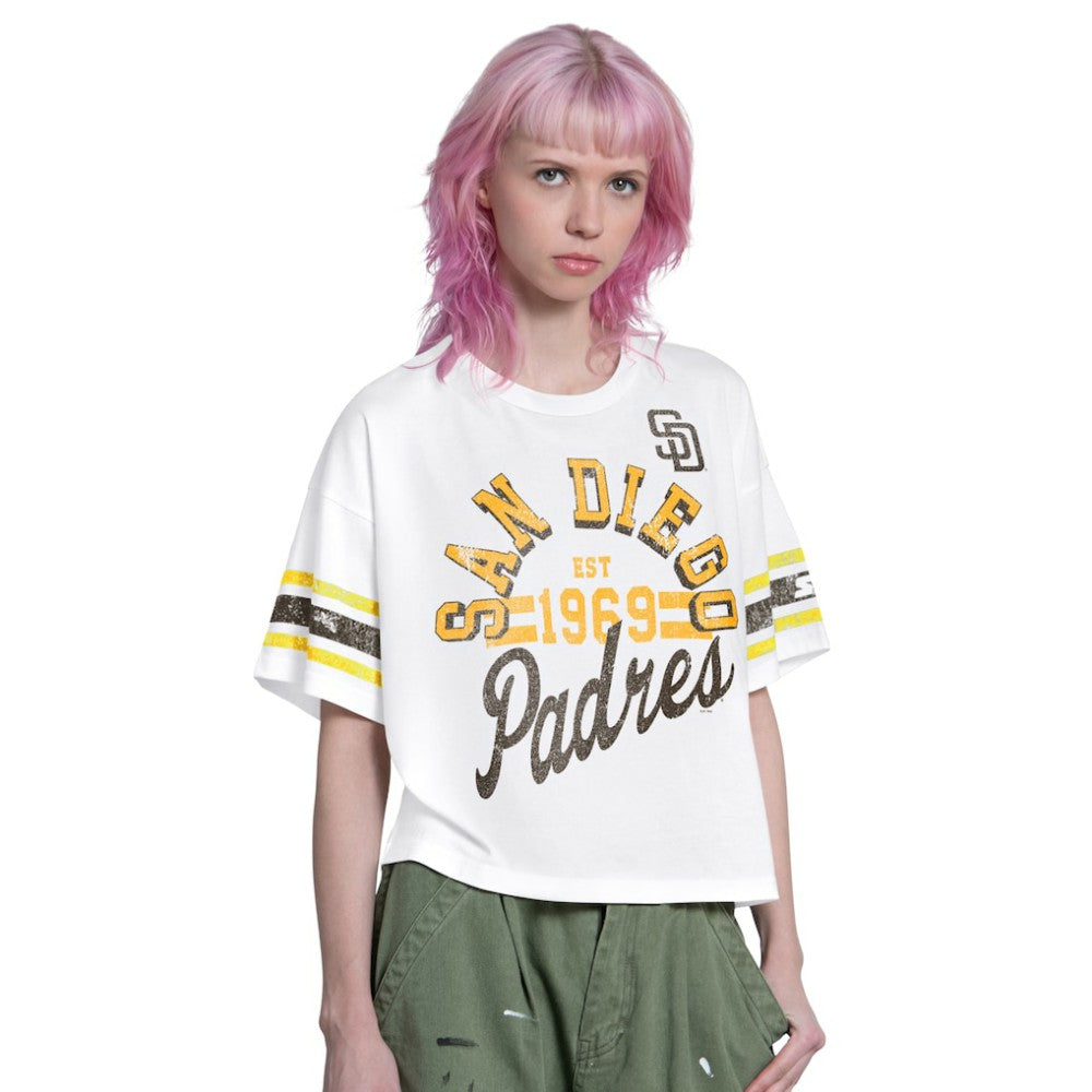San Diego Padres Starter Women's Cropped Hurry Up Offense T-Shirt - White - MLB Discount