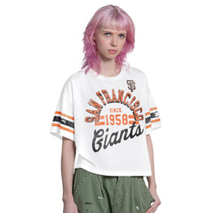 San Francisco Giants Starter Women's Cropped Hurry Up Offense T-Shirt - White - MLB Sale