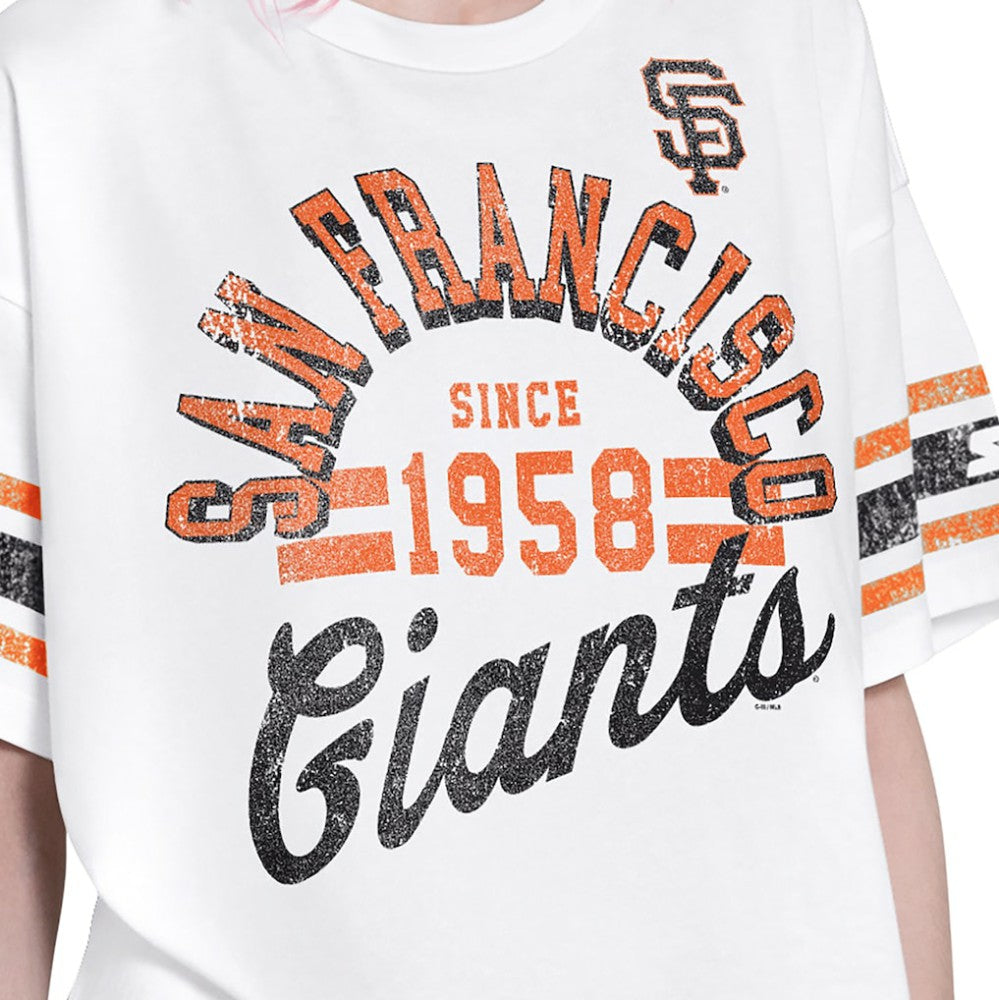 San Francisco Giants Starter Women's Cropped Hurry Up Offense T-Shirt - White - MLB Sale