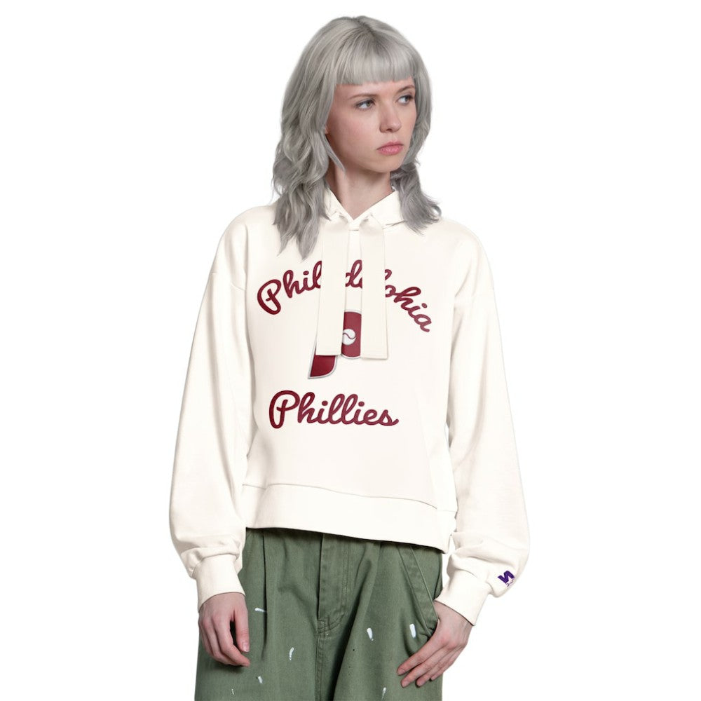 Philadelphia Phillies Starter Women's Baseline Hoodie Sweatshirt - Cream - MLB Online